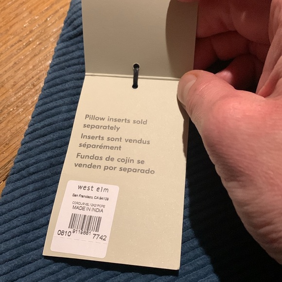 West Elm Corduroy Grey/Blue lumbar pillowcase Brand New With Tags - Picture 3 of 8